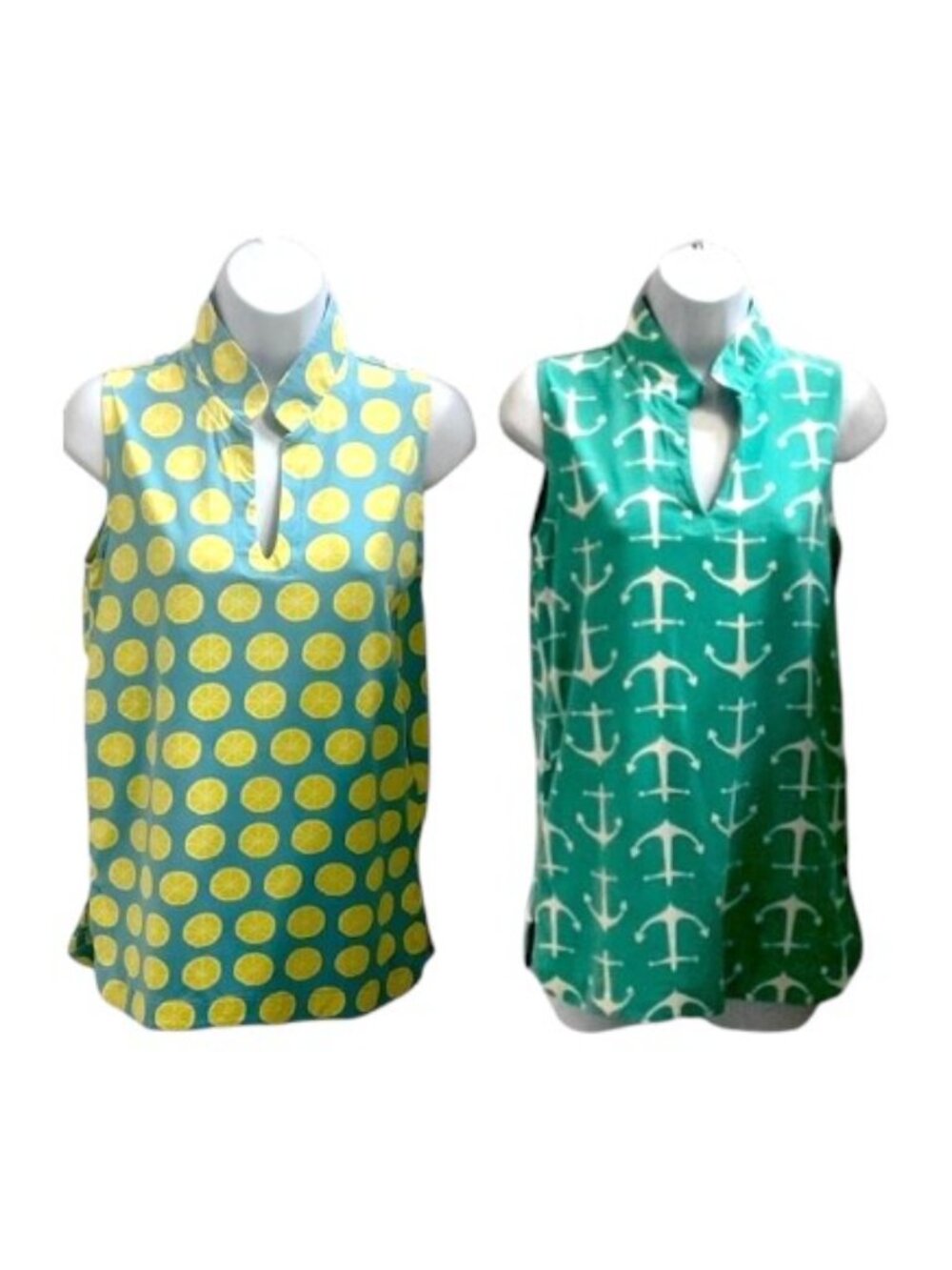 Bundle Of 2 Sailor-Sailor Sleeveless Tops Size Small Lemon & Anchor Prints